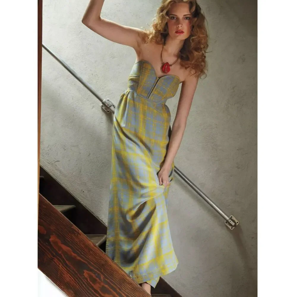 Anthropologie Maple Quilted Pastiche Strapless Bustier 100% Silk Dress Size 4-6 - Picture 11 of 11